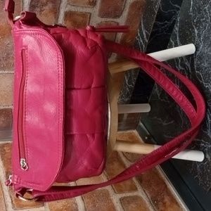 Bueno hot pink leather crossbody purse 10x6 in excellent condition like new
